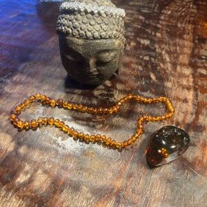 NEW Baby or Young person Amber necklace, and large piece of Amber pendant